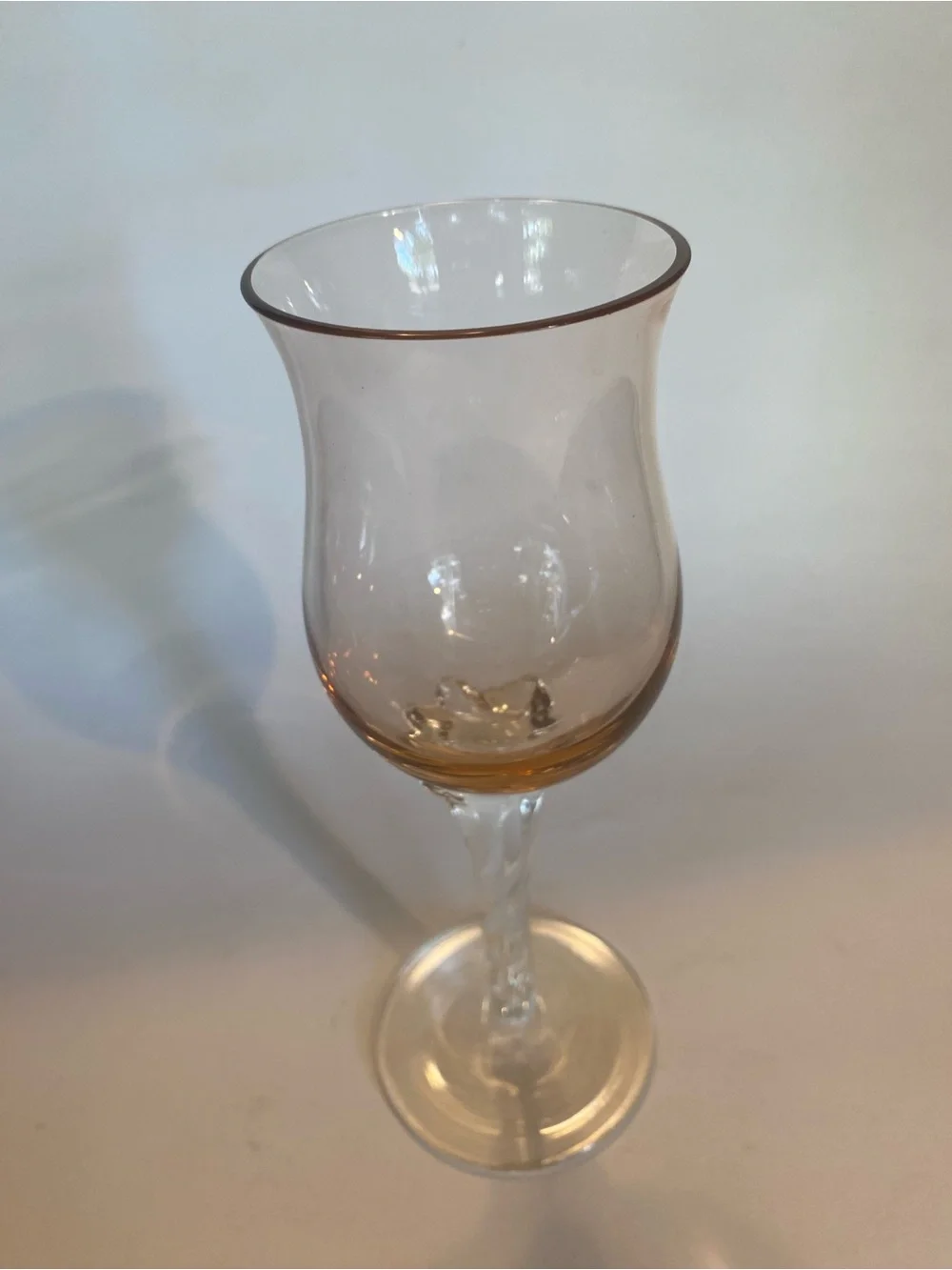 Vintage Multi-Color Harlequin Wine Glasses Applied Clear Twist Stem Set of 4 MCM